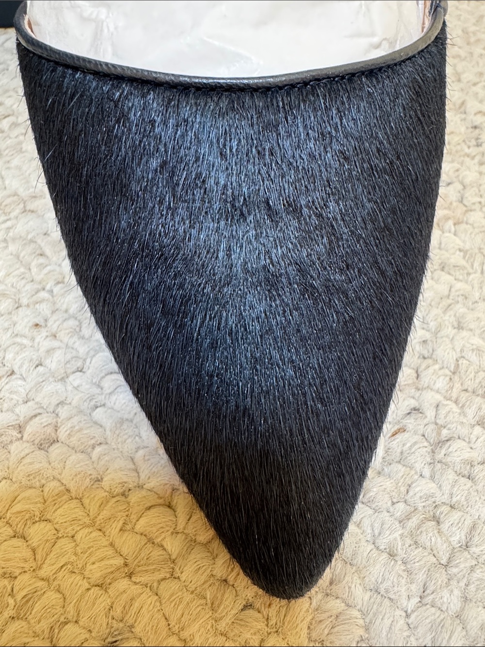 Cole Haan D’Orsay/Highline Pumps Deep Navy w/ beautifully faux-fur textured toe - Picture 2 of 6